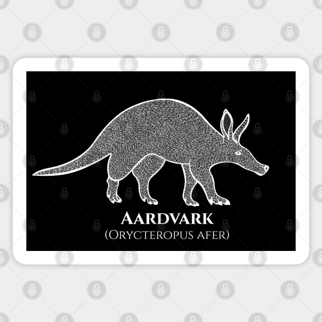 Aardvark with Common and Latin Names - black and white animal design Sticker by Green Paladin
